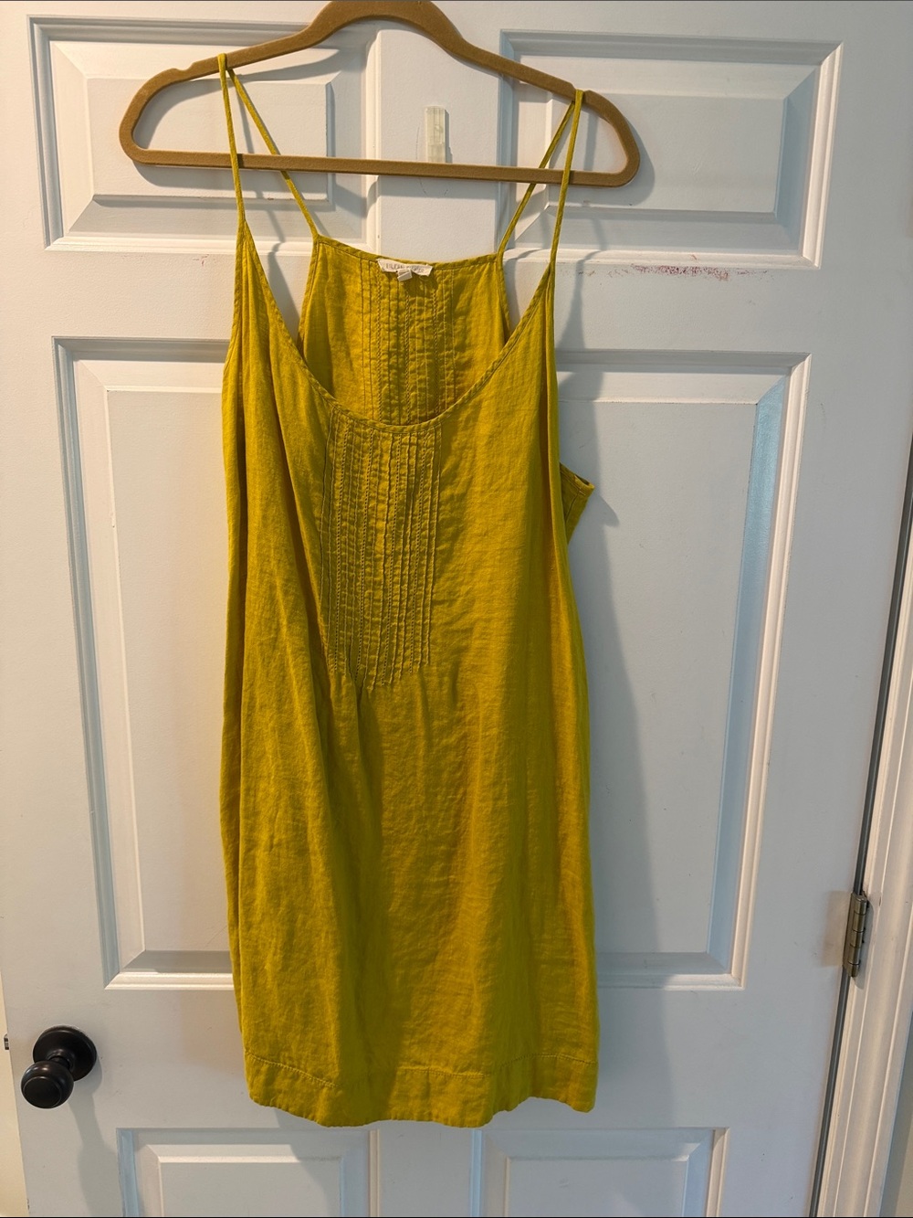Eileen Fisher Mustard Linen Spaghetti Strap Mini Dress or Tunic XL